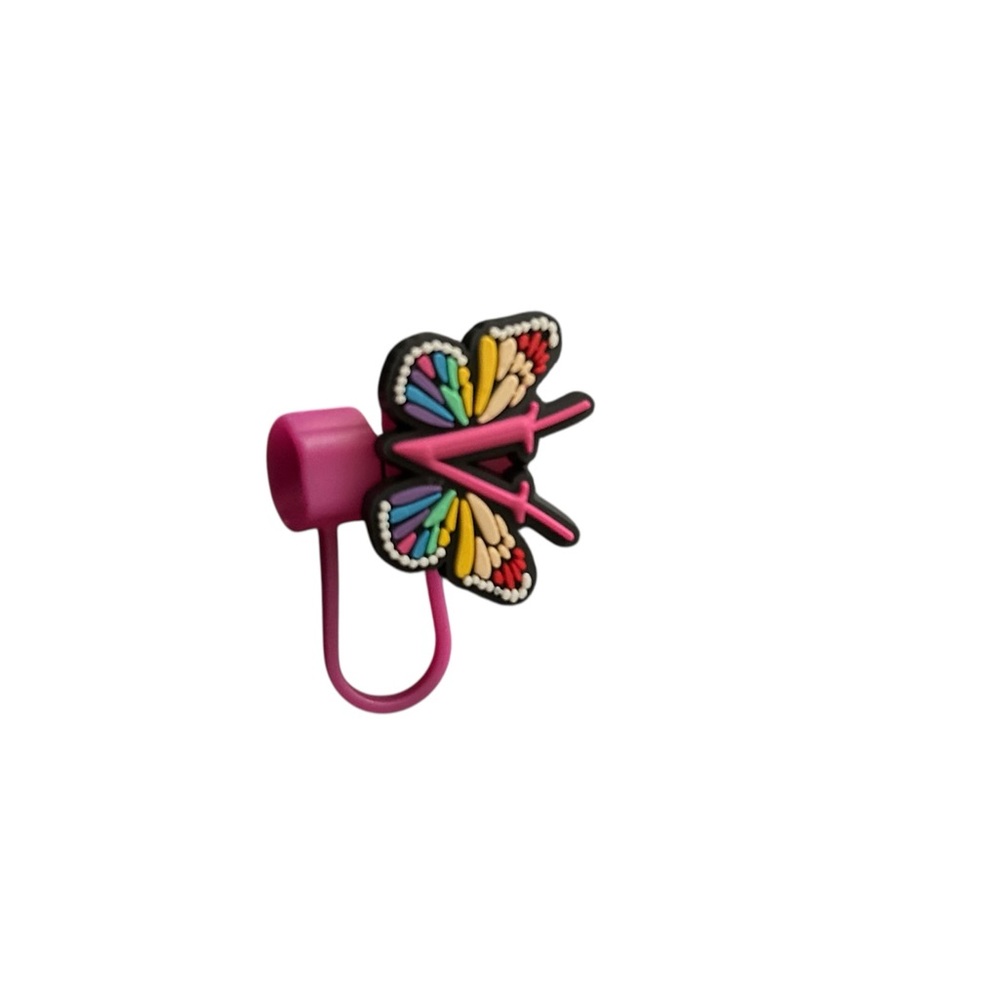 Letter V butterfly straw topper
